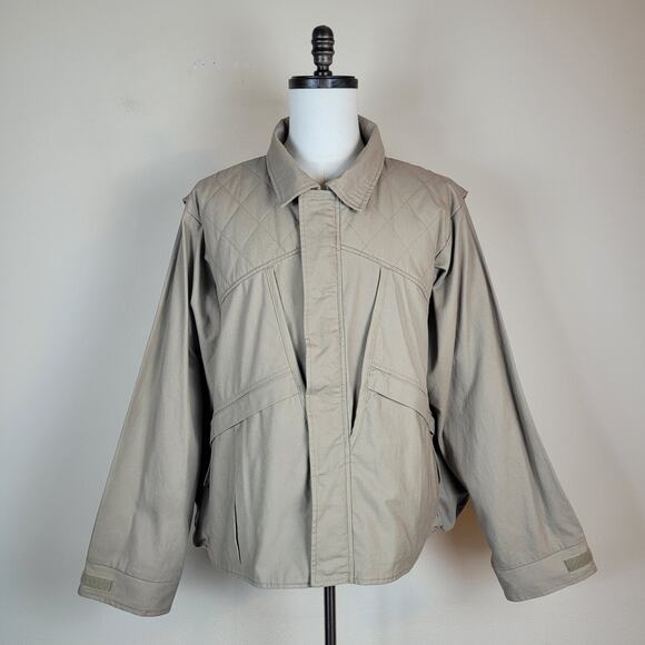 Vintage Columbia Jacket Mens Large Khaki Beige Twill Outdoor Shooting Hunting
